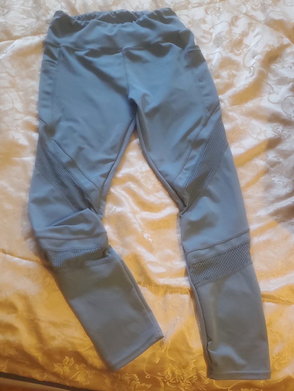 Yitong Active Mesh-Panel Leggings Size L/XL Light Blue